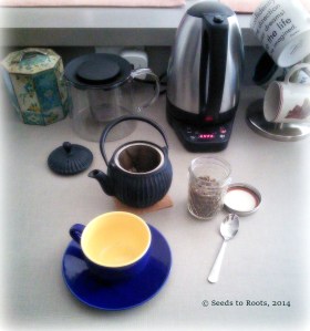 Brewing a little pot of Tulsi tea to be sipped in my solar plexus cup. Cheers!