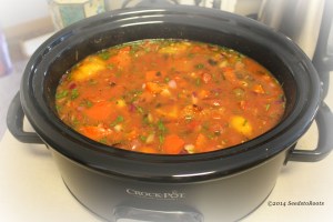 Your soup will look something like this before blending.